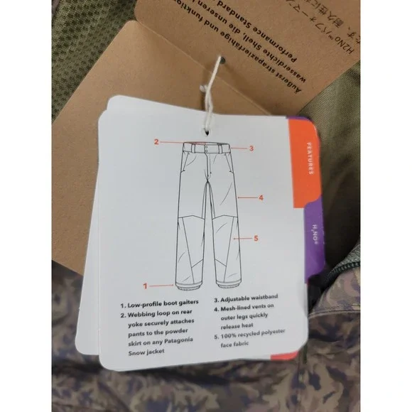 Patagonia Powder Town Mens Pants Size XXL Basin Green Ski Snowboard Trousers NEW - Picture 5 of 16